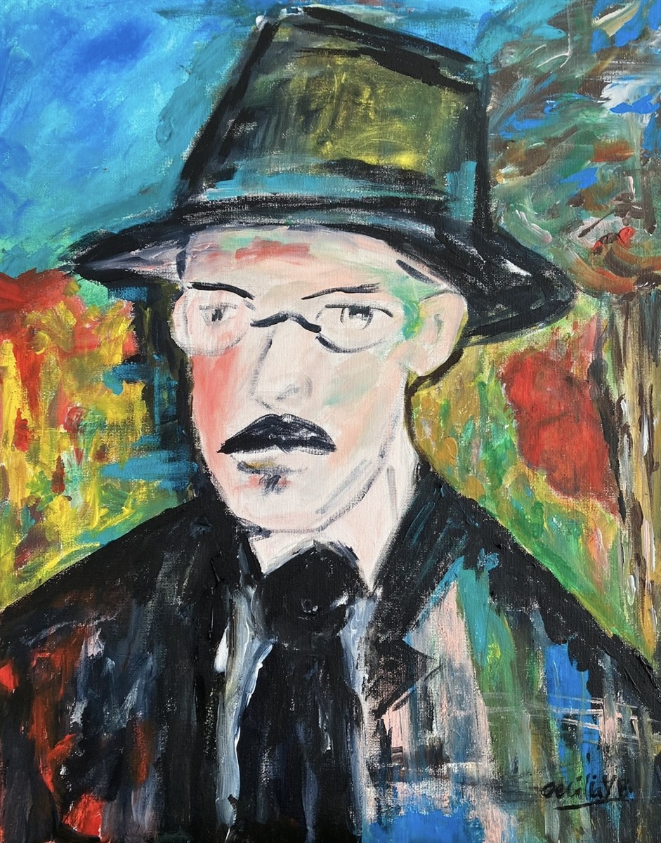 ÁLVARO DE CAMPOS — pintura em acrílico sobre tela, 40x60cm, de Cecília Vilas Boas