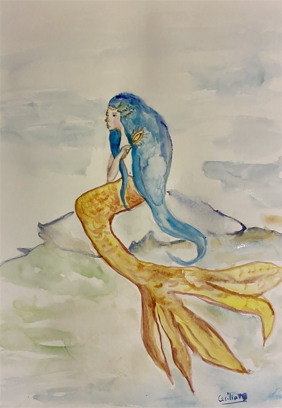 ANFITRITE — aguarela sobre papel, 29x42cm, de Cecília Vilas Boas
