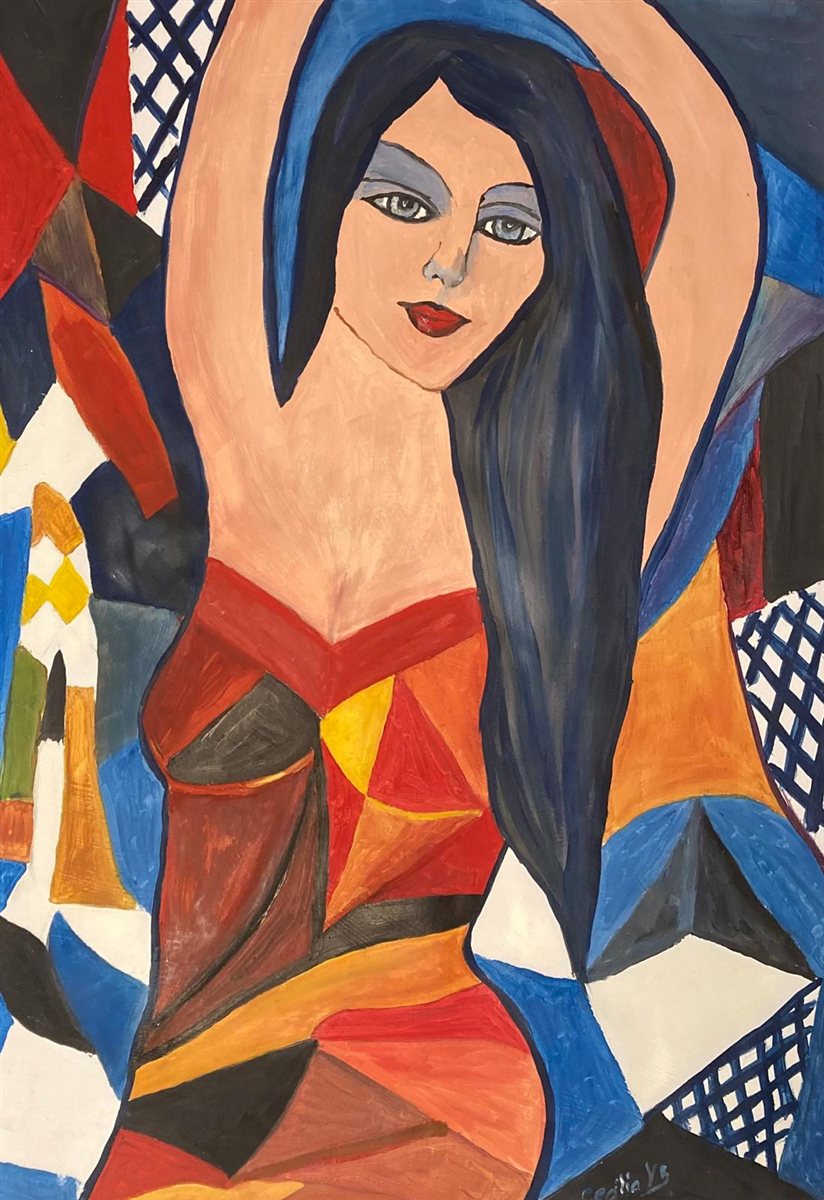 ARLEQUINA — óleo sobre papel, 42x59cm, de Cecília Vilas Boas