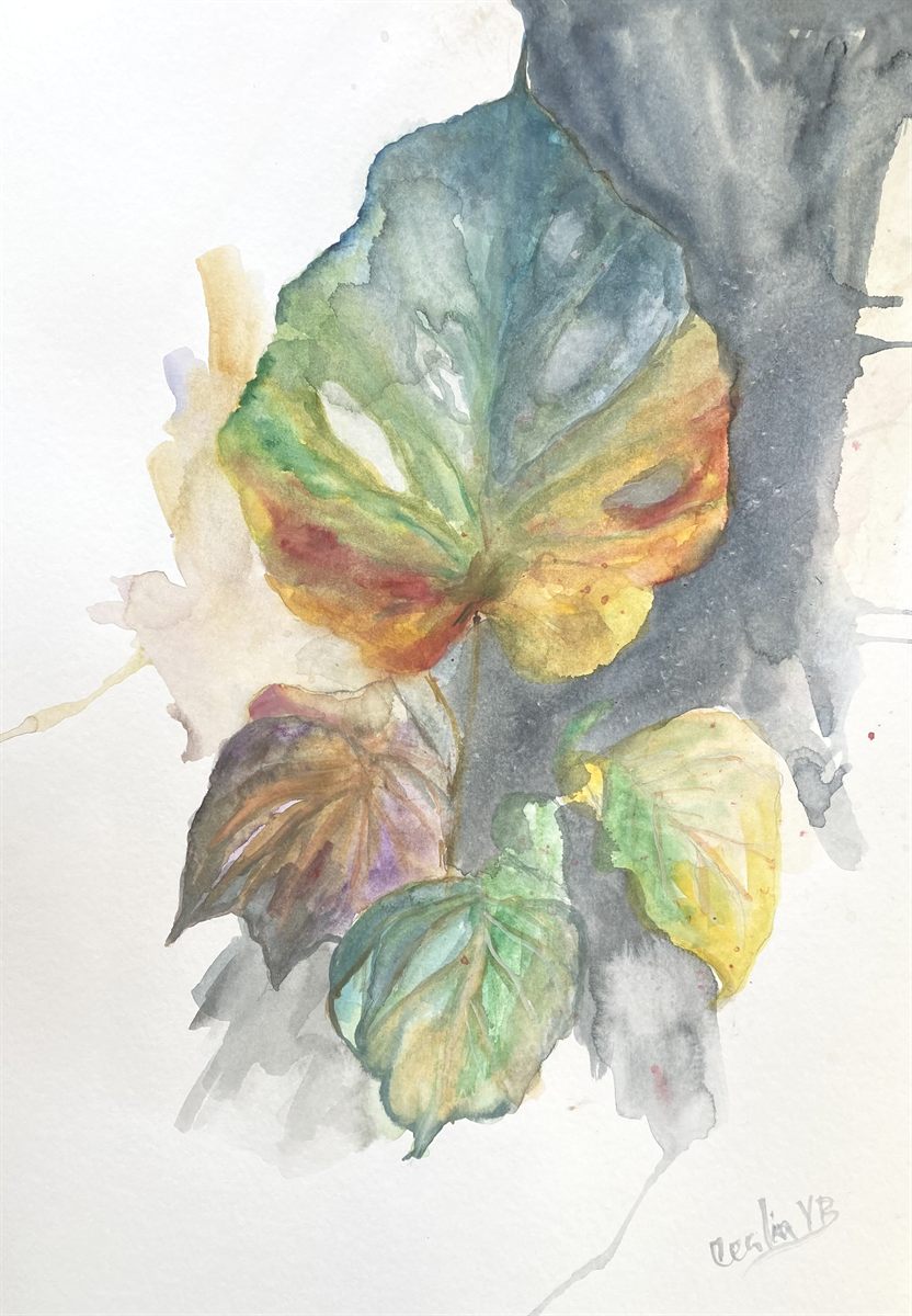 AUTUMN LEAVES — aguarela sobre papel, 29x42cm, de Cecília Vilas Boas
