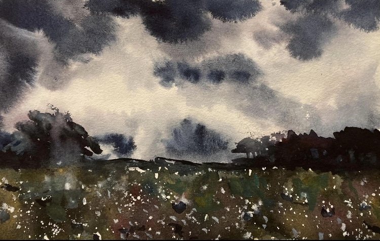 BEFORE THE RAIN — aguarela sobre papel, 21x15cm, de Cecília Vilas Boas