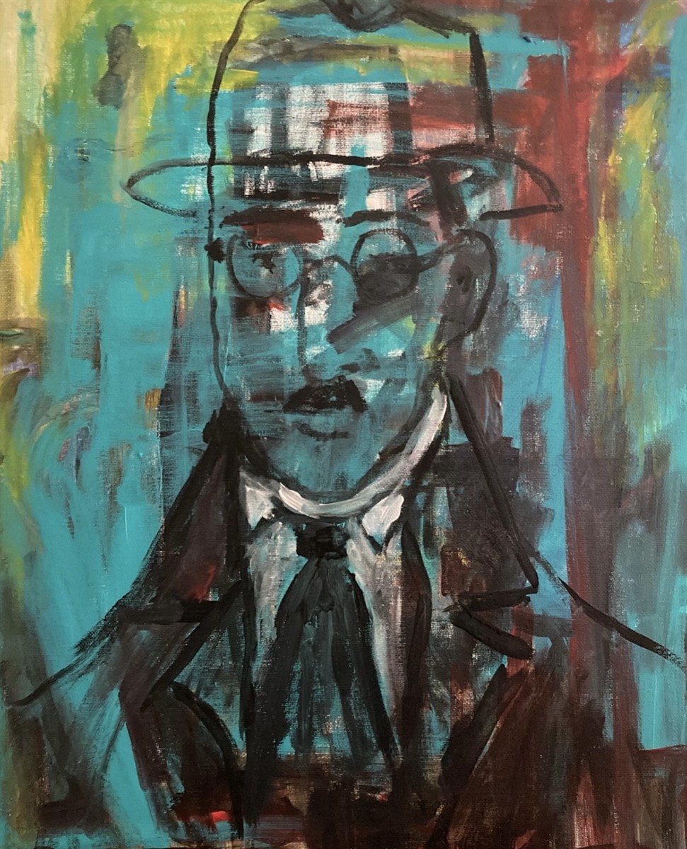 BERNARDO SOARES — pintura em acrílico sobre tela, 40x50cm, de Cecília Vilas Boas
