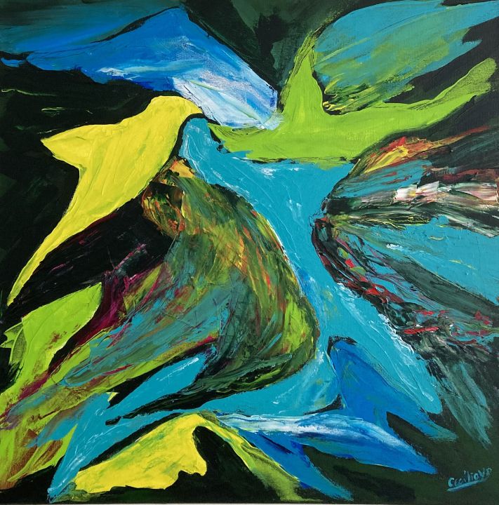 BLEND — pintura em acrílico sobre tela, 60 × 60 cm, de Cecília Vilas Boas