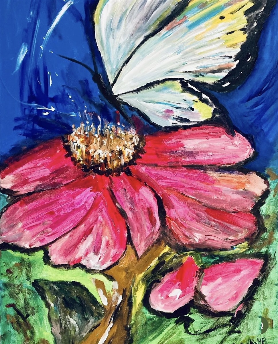 BUTTERFLY — pintura em acrílico sobre tela, 60x90cm, de Cecília Vilas Boas