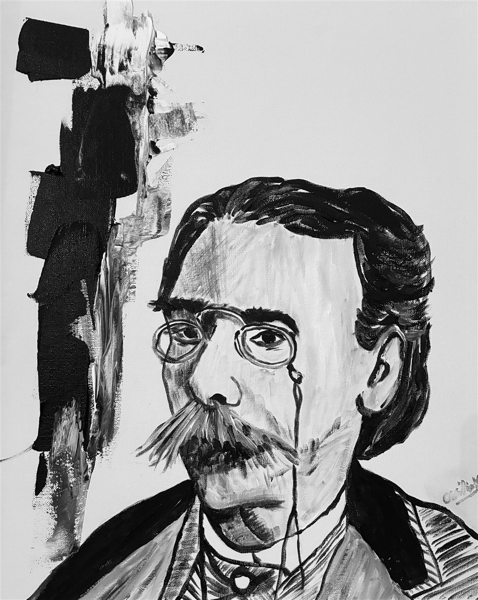 CAMILO CASTELO BRANCO — pintura em acrílico sobre tela, 40x50cm, de Cecília Vilas Boas
