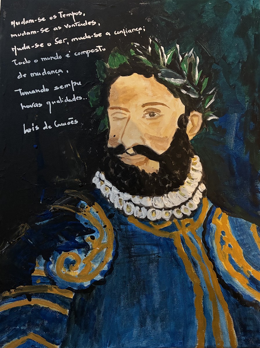 CAMÕES — pintura em acrílico sobre tela, 40x50cm, de Cecília Vilas Boas