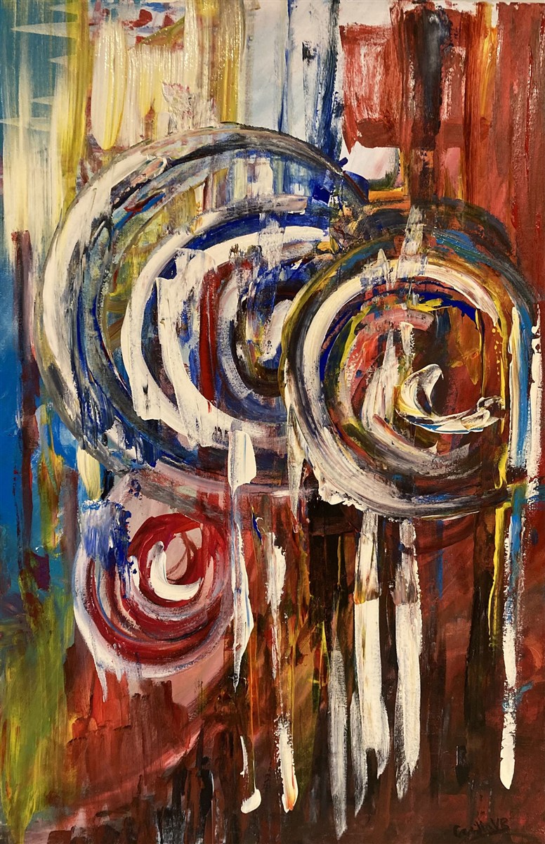 CIRCLES — pintura em acrílico sobre tela, 60x90cm, de Cecília Vilas Boas