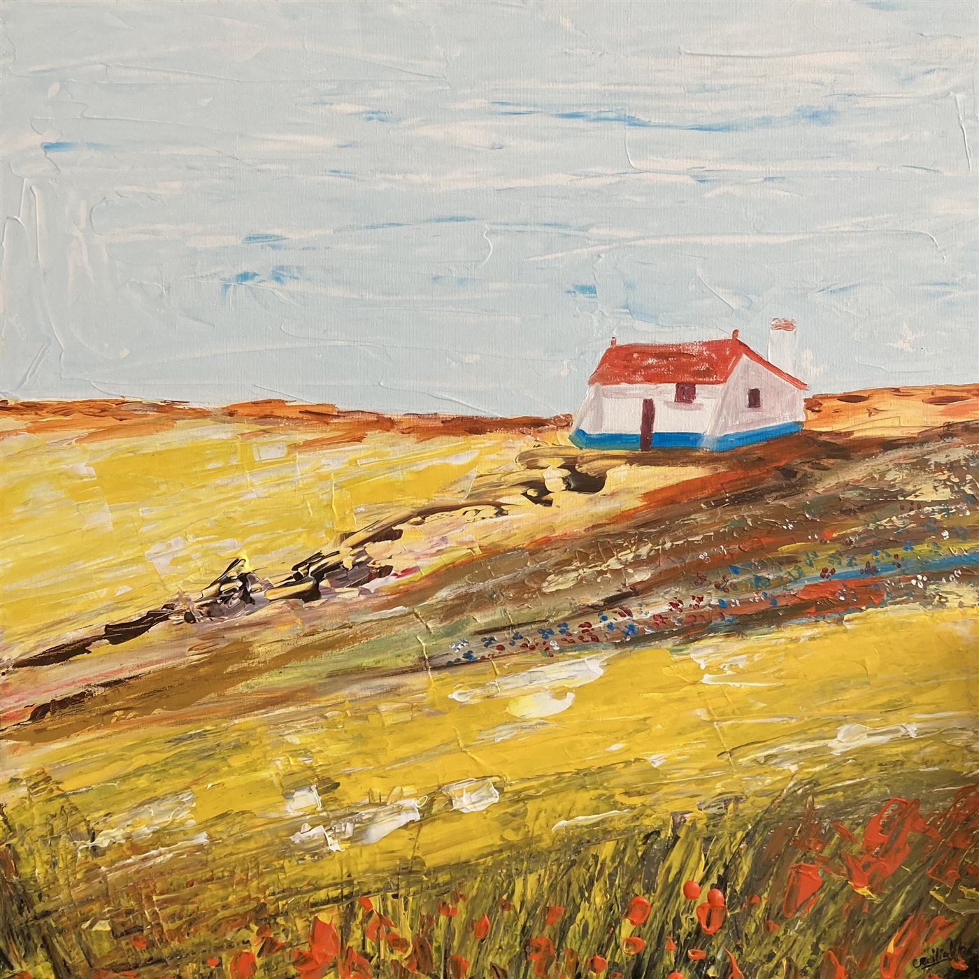 ALENTEJO — acrílico espatulado sobre tela, 60x60cm, de Cecília Vilas Boas