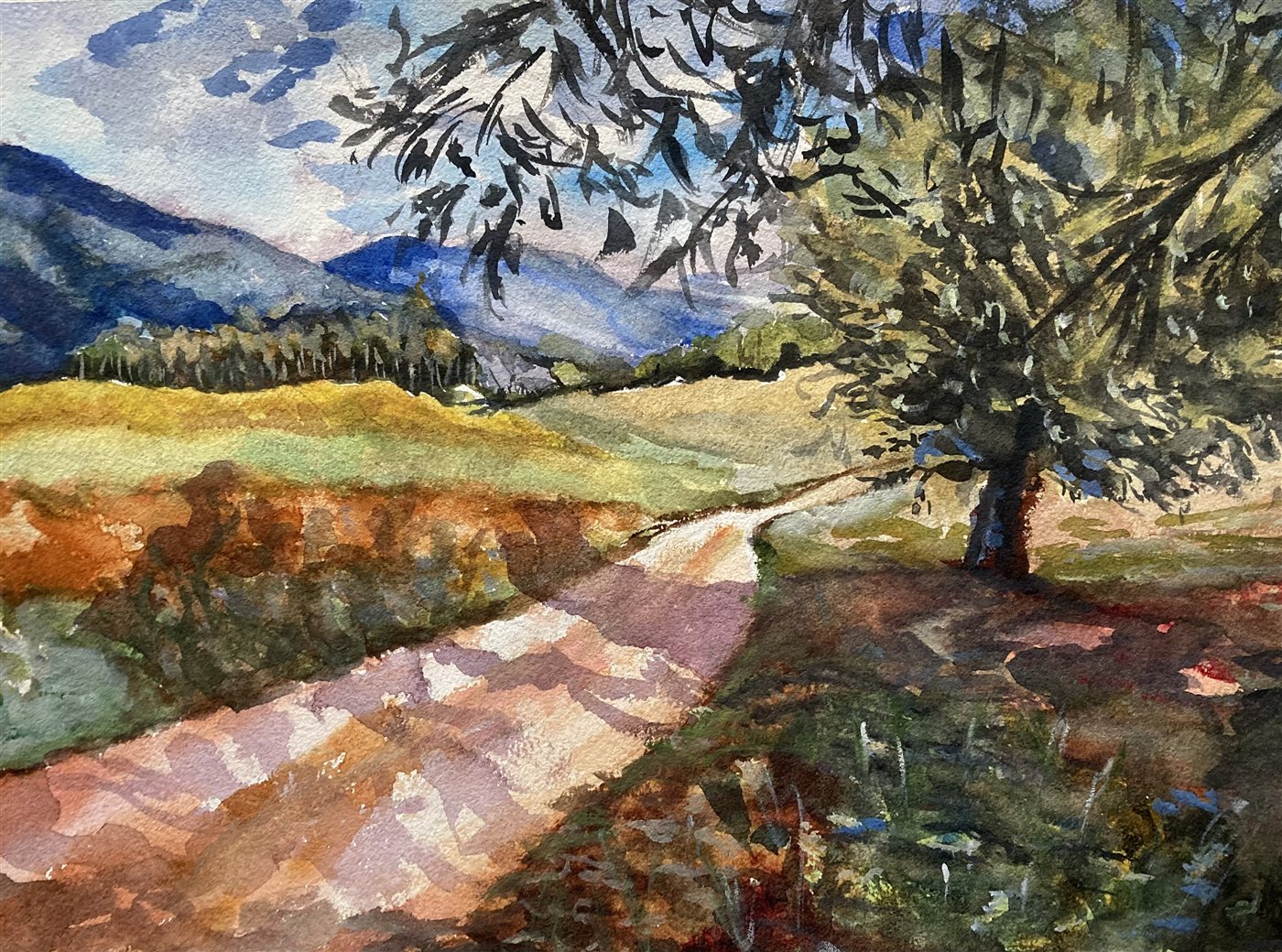 COUNTRY PATH — aguarela sobre papel, 35x26cm, de Cecília Vilas Boas