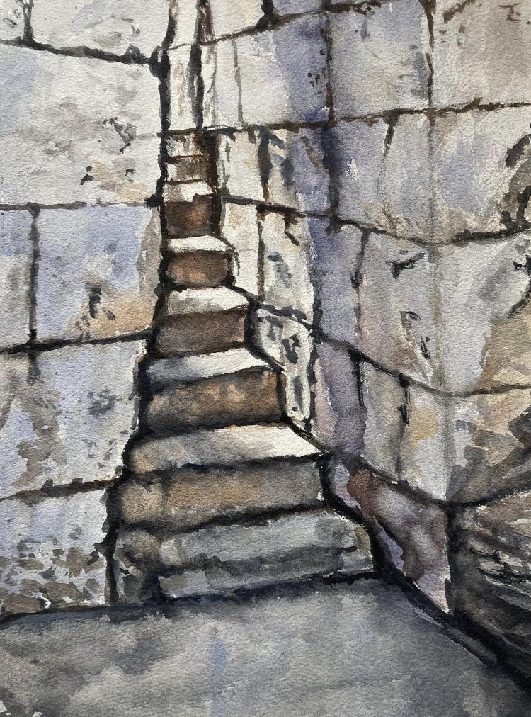 DEGRAUS DE PEDRA — aguarela sobre papel, 26x35cm, de Cecília Vilas Boas