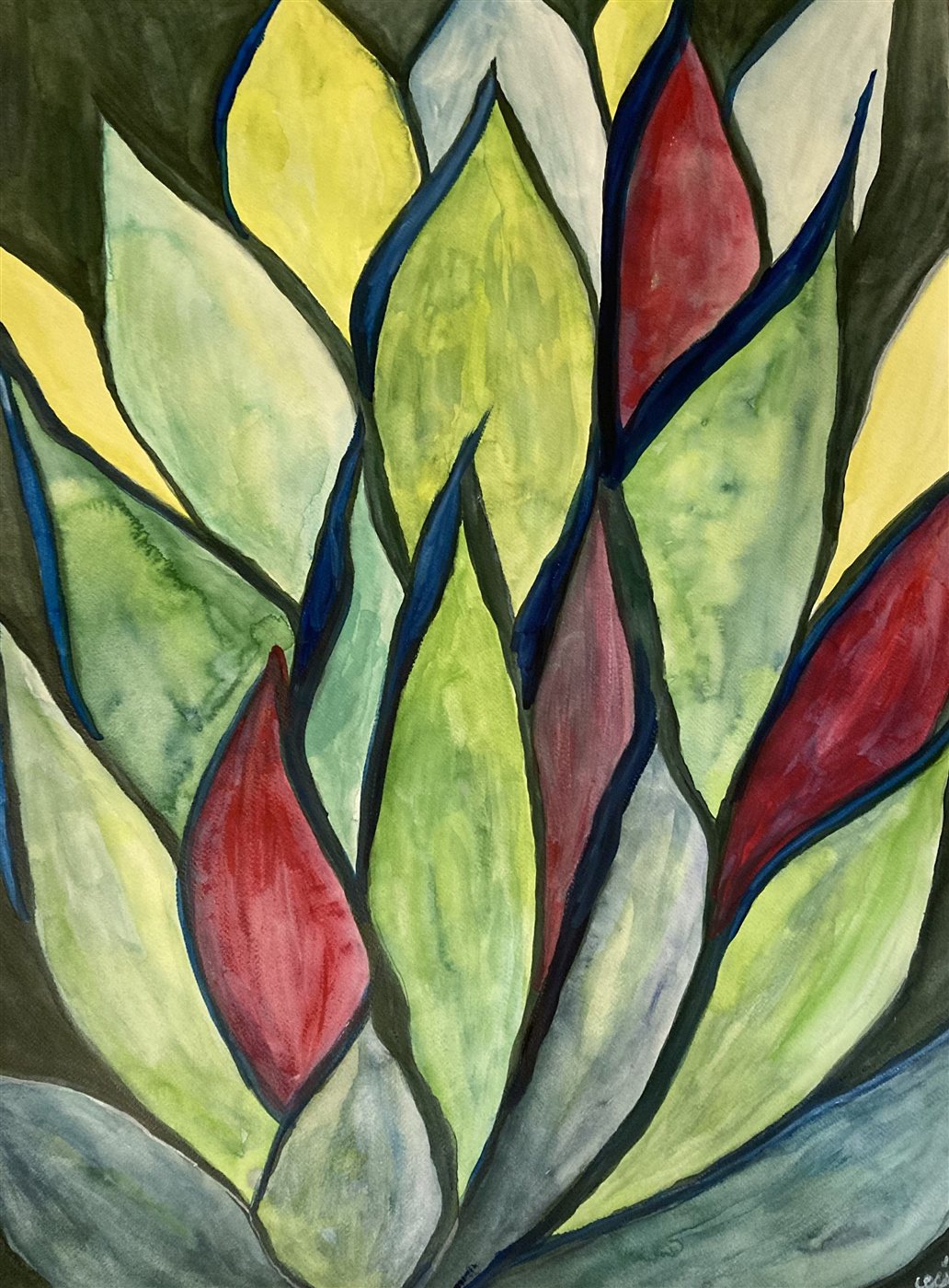 DESERT FLAME — aguarela sobre papel, 56x76cm, de Cecília Vilas Boas