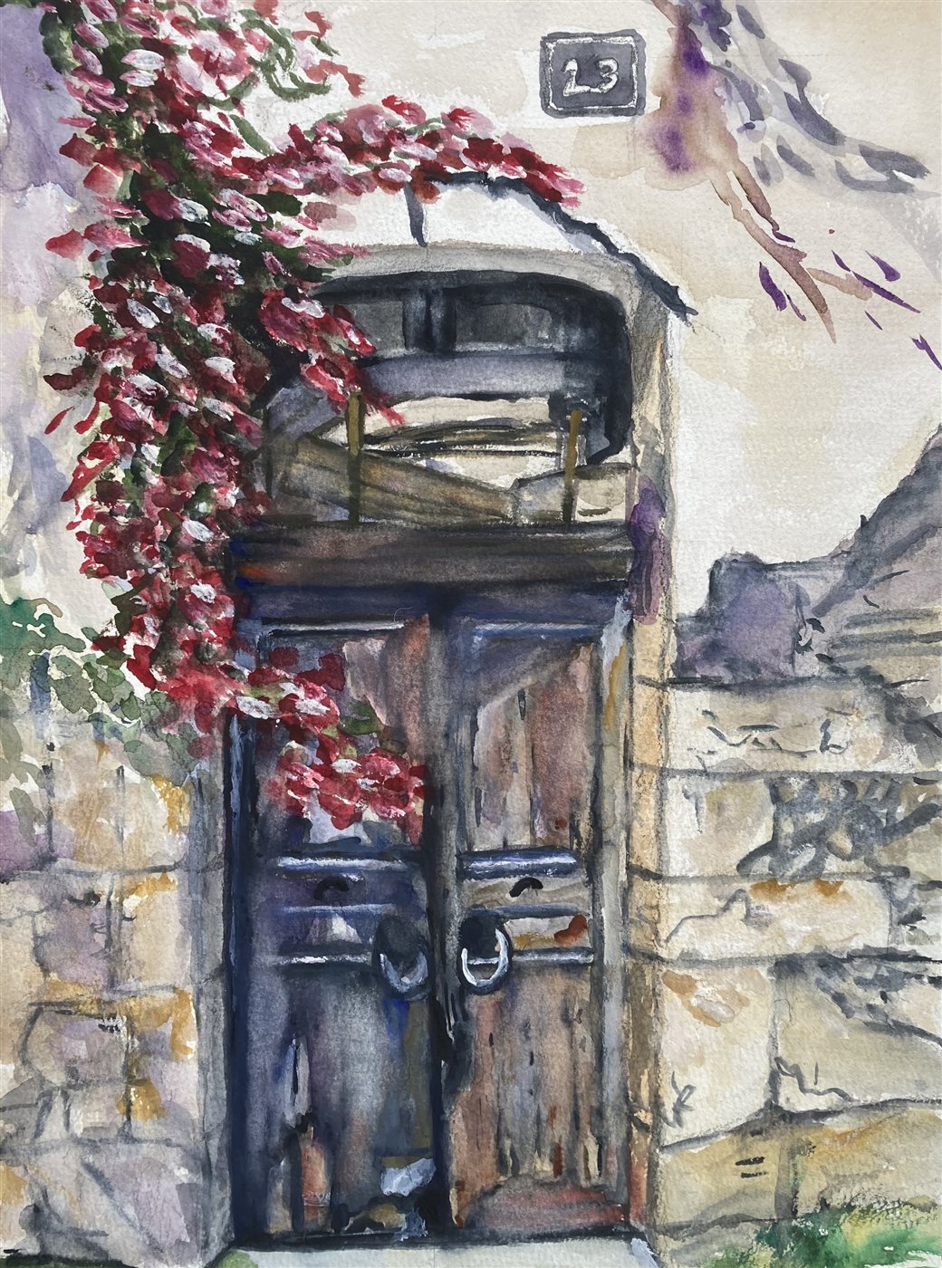 DOOR NUMBER 23 — aguarela sobre papel, 26x35cm, de Cecília Vilas Boas