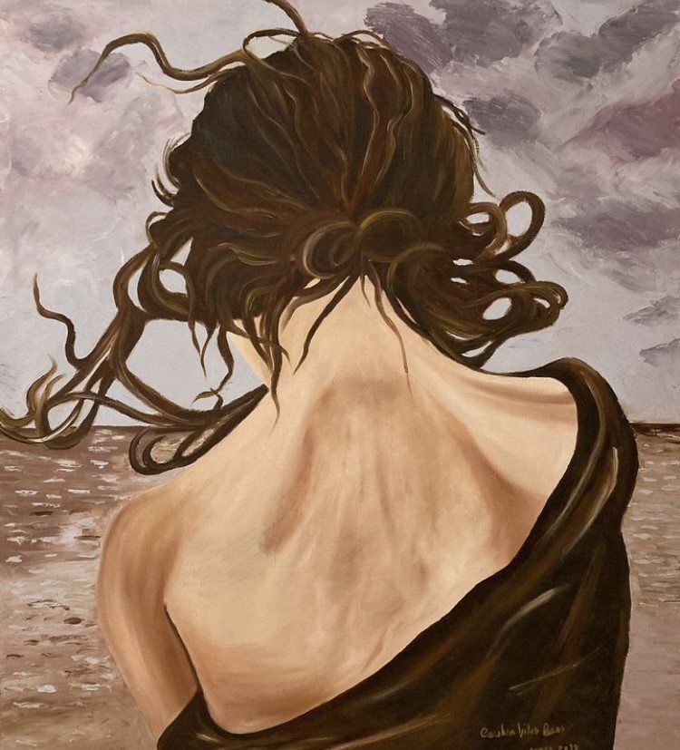 DANCING WITH THE WIND — óleo sobre tela, 80x70cm, de Cecília Vilas Boas
