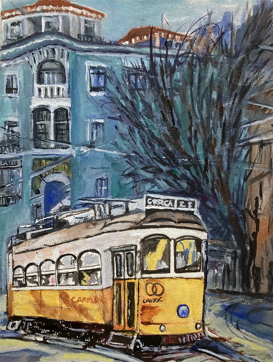 ELÉTRICO 28 — aguarela sobre papel, 26x35cm, de Cecília Vilas Boas