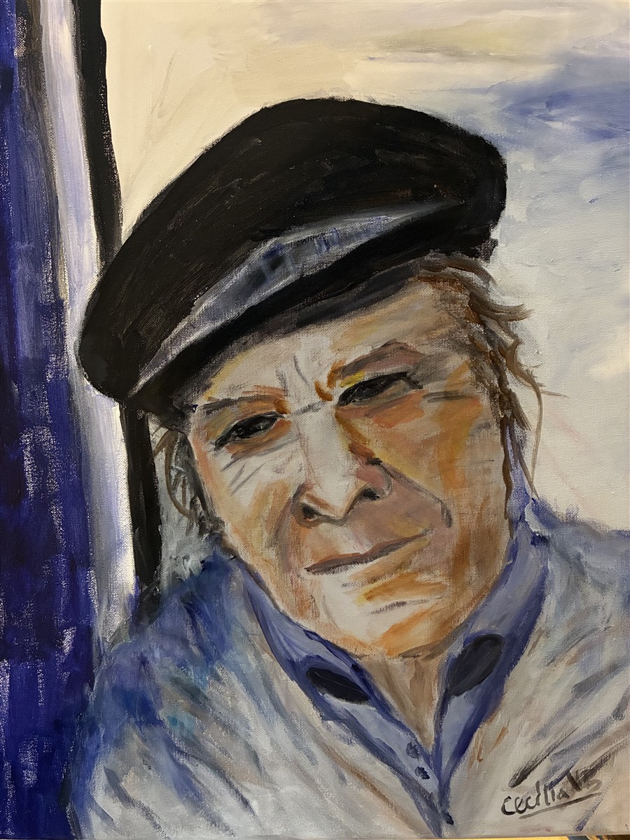 EUGÉNIO DE ANDRADE — pintura em acrílico sobre tela, 50x60cm, de Cecília Vilas Boas
