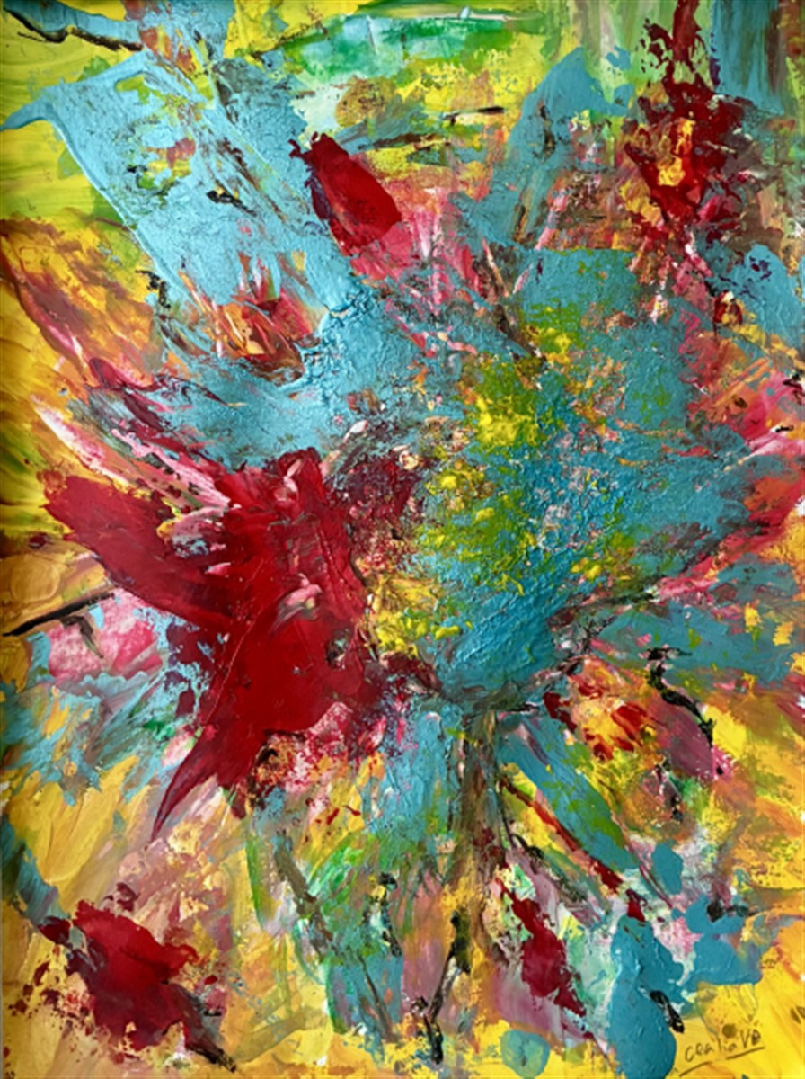 EXPLOSÃO DE COR — acrílico sobre papel, 29x42cm, de Cecília Vilas Boas