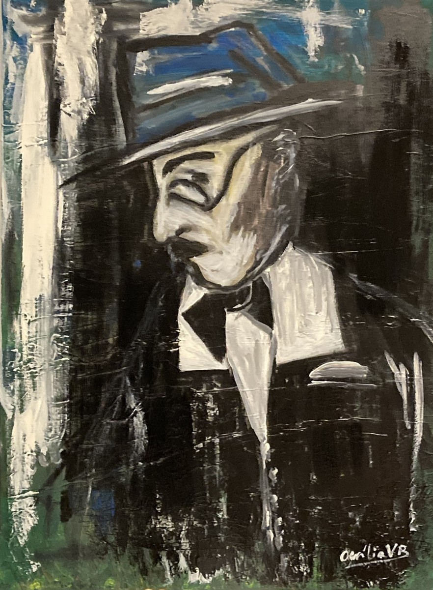 FERNANDO PESSOA — pintura em acrílico sobre tela, 60x90cm, de Cecília Vilas Boas