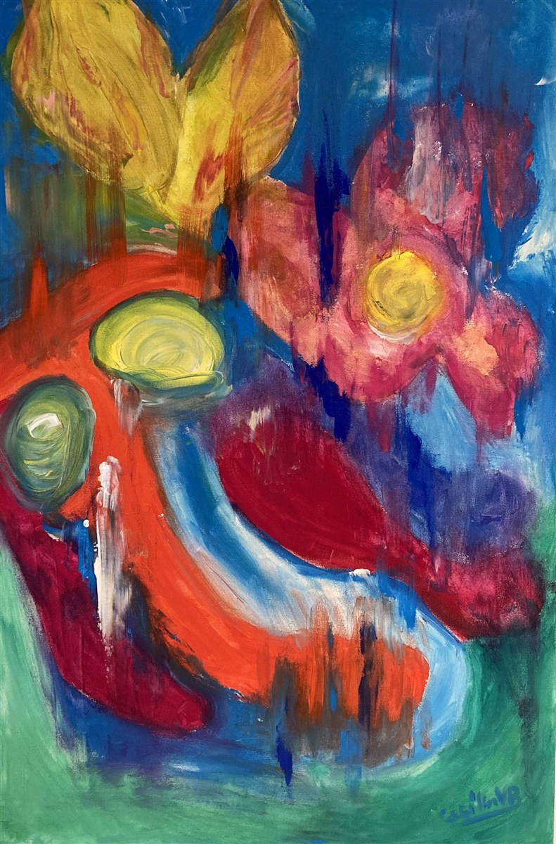 FIELD FLOWERS — pintura em acrílico sobre tela, 60x90cm, de Cecília Vilas Boas