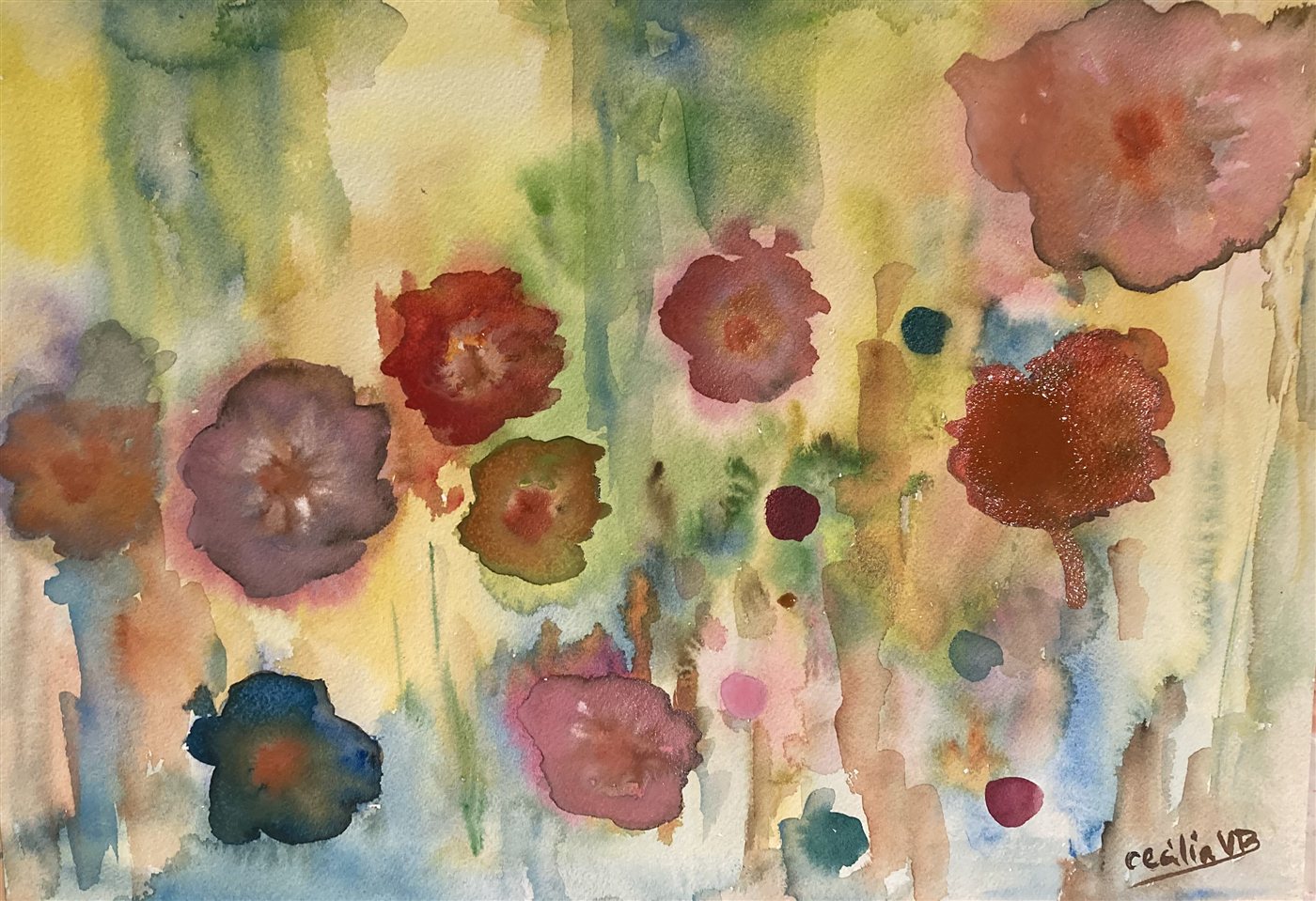 FLORAL SYMPHONY — aguarela sobre papel, 42x29cm, de Cecília Vilas Boas