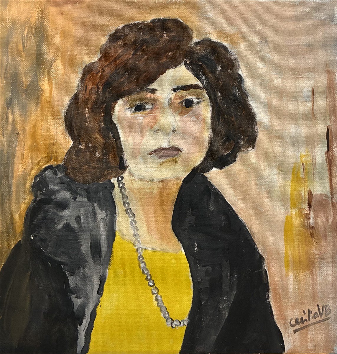FLORBELA ESPANCA — pintura em acrílico sobre tela cartonada, 30x30cm, de Cecília Vilas Boas
