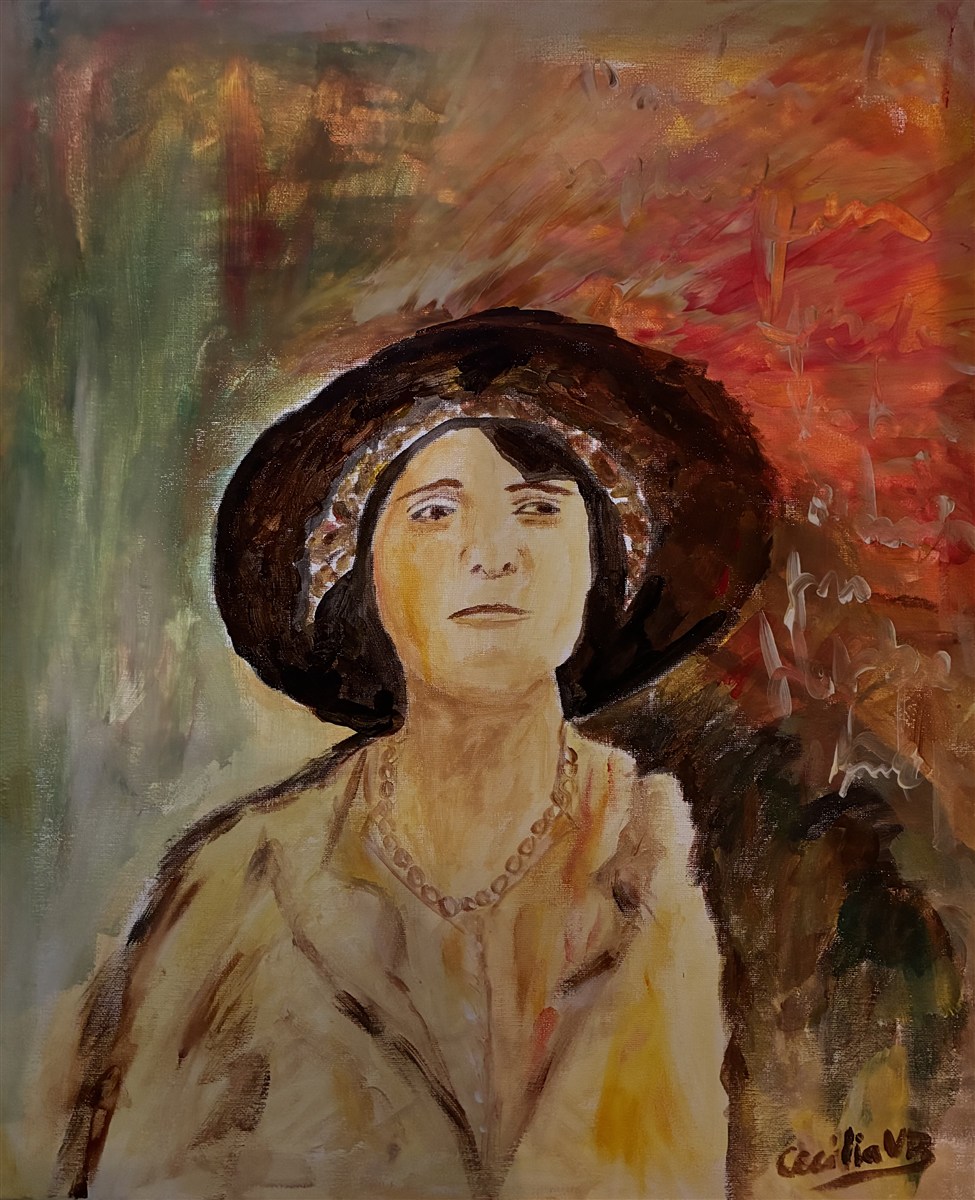 FLORBELA ESPANCA — pintura em acrílico sobre tela, 50x60cm, de Cecília Vilas Boas
