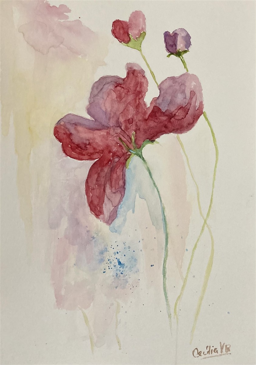 FLORES DELICADAS — aguarela sobre papel, 21x29cm, de Cecília Vilas Boas