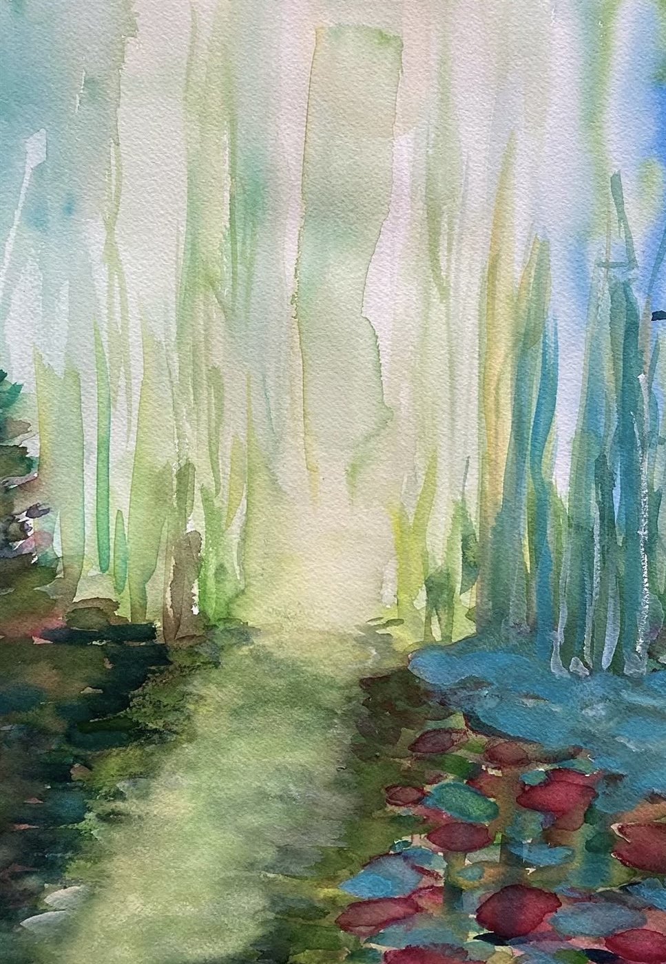 FOREST LIGHT — aguarela sobre papel, 29x42cm, de Cecília Vilas Boas