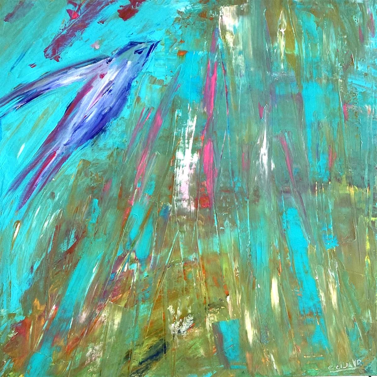 FREEDOM — pintura em acrílico sobre tela, 60x60cm, de Cecília Vilas Boas