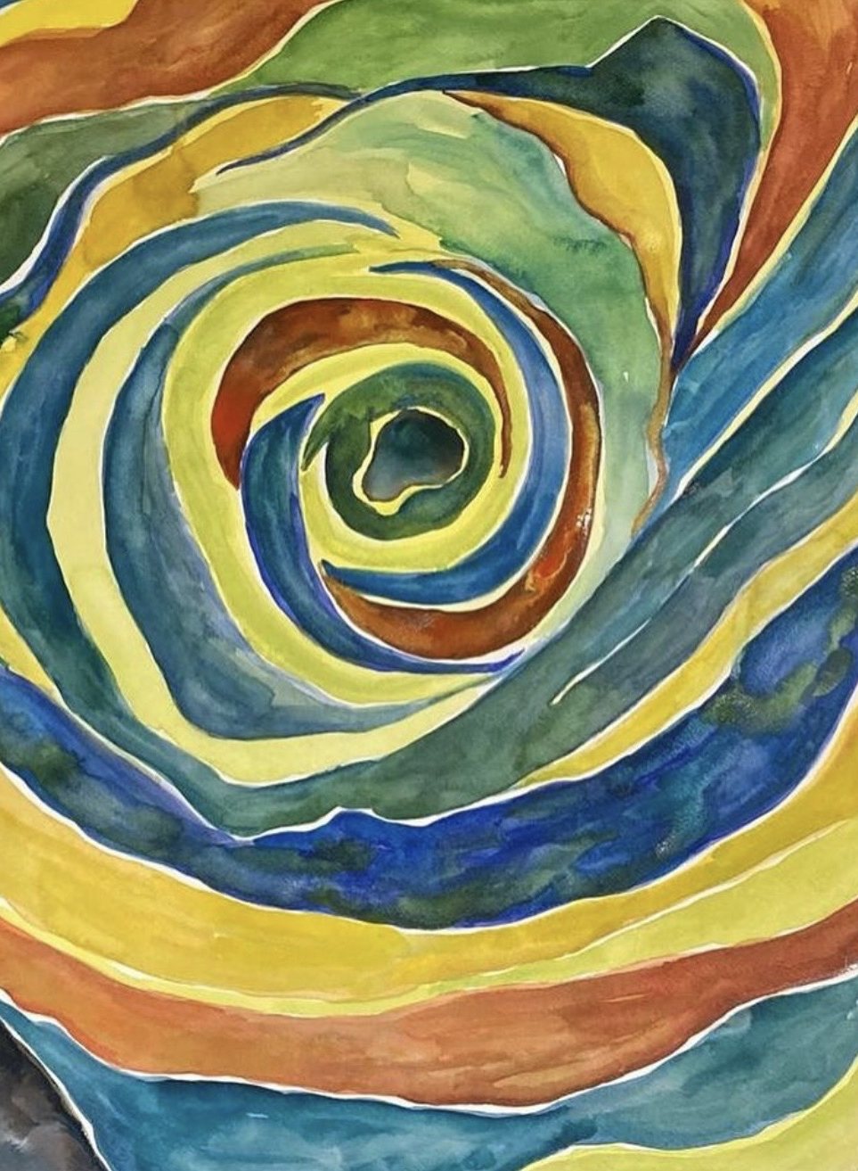 GOLDEN SPIRAL — aguarela sobre papel, 55x75cm, de Cecília Vilas Boas