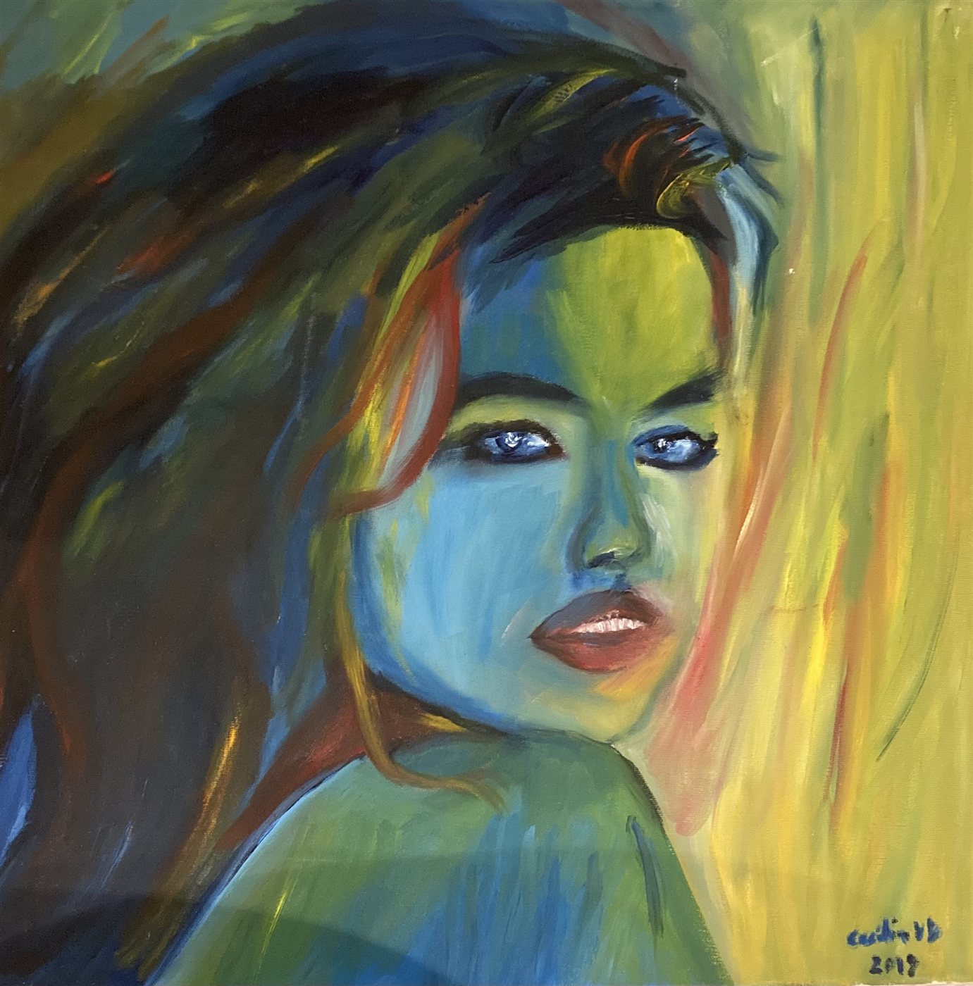 OLHOS DE GELO — óleo sobre tela, 50x50cm, de Cecília Vilas Boas