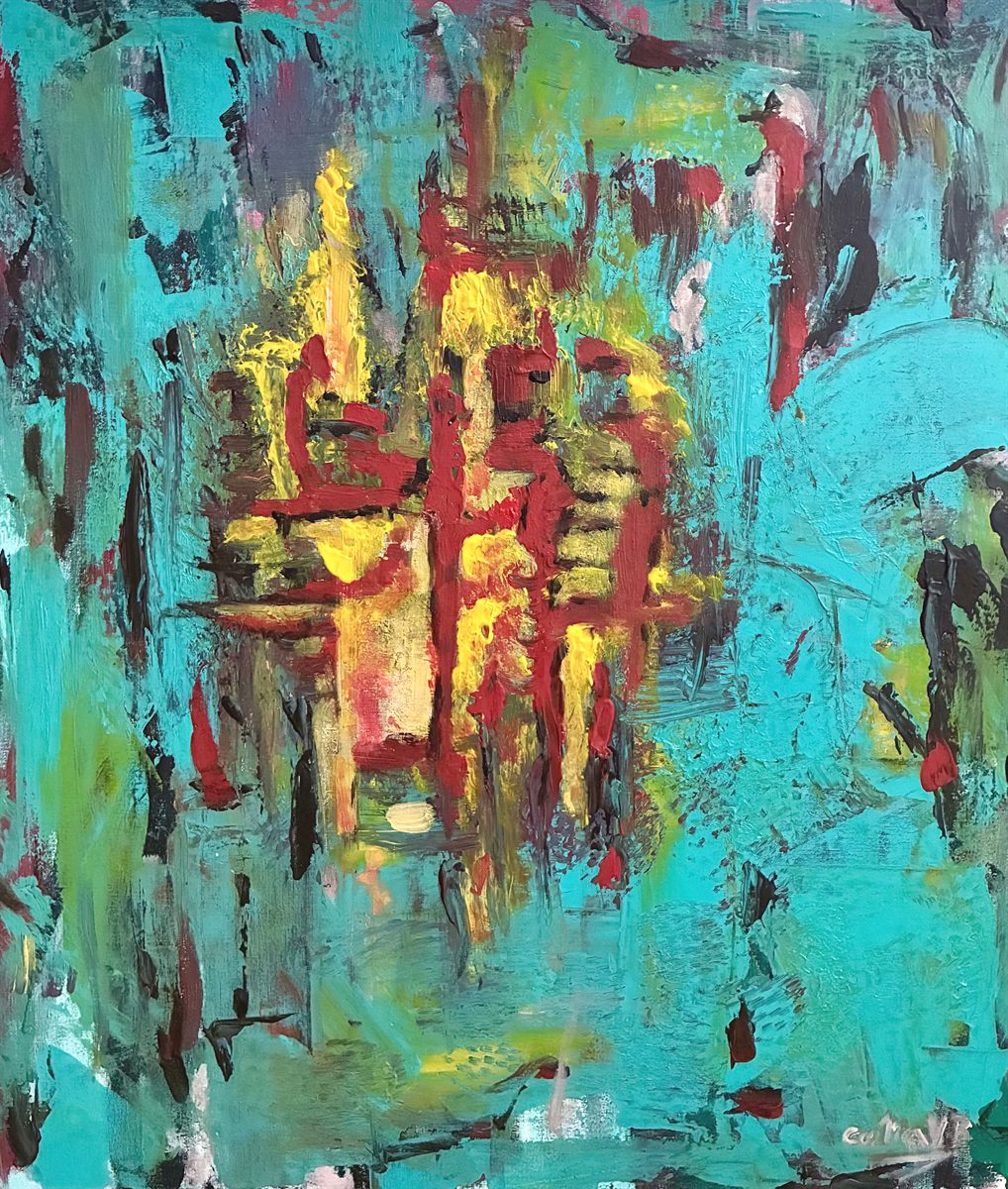 IN BLUE — pintura em acrílico sobre tela, 60x65cm, de Cecília Vilas Boas