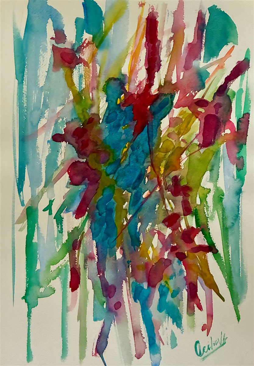 JARDIM SECRETO — aguarela sobre papel, 29x42cm, de Cecília Vilas Boas