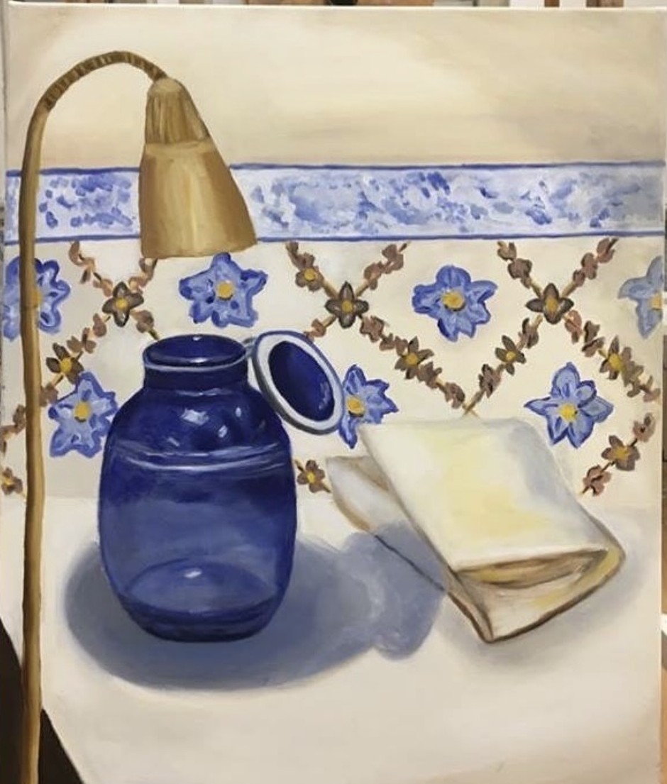 JARRO AZUL — óleo sobre tela, 60x70cm, de Cecília Vilas Boas