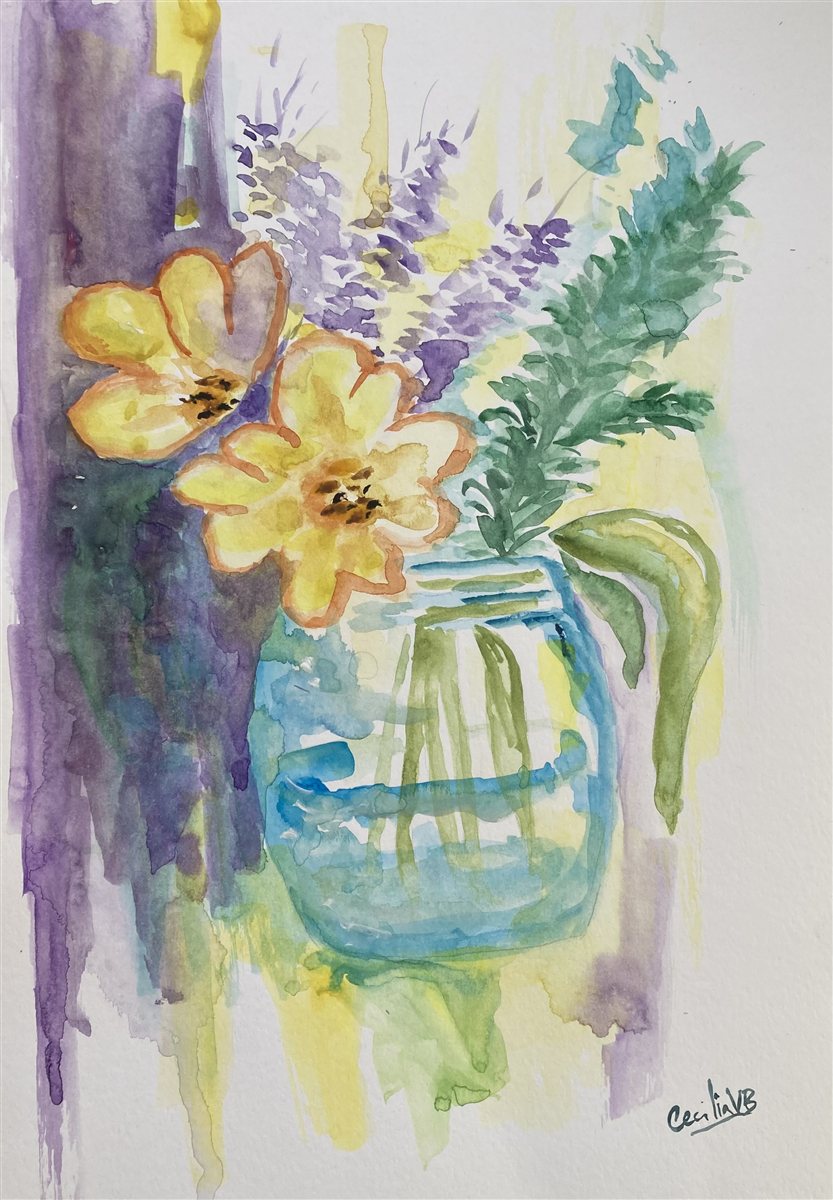 JARRO DE VERÃO — aguarela sobre papel, 29x42cm, de Cecília Vilas Boas