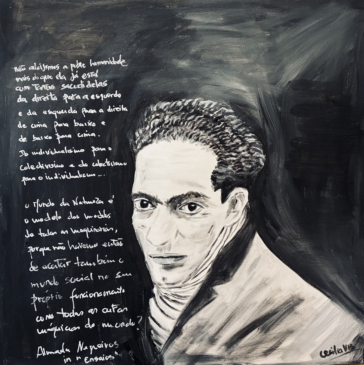 JOSÉ DE ALMADA NEGREIROS — pintura em acrílico sobre tela, 60x60cm, de Cecília Vilas Boas