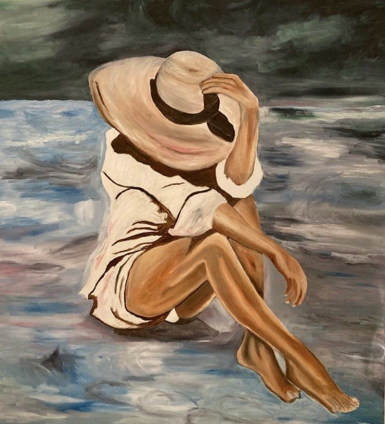 LOST IN THOUGHT — óleo sobre tela, 80x70cm, de Cecília Vilas Boas