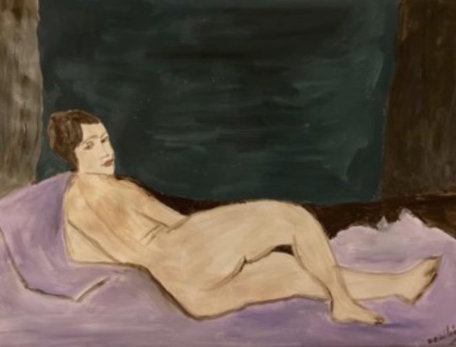 LYING NUDE — óleo sobre papel, 42x29cm, de Cecília Vilas Boas