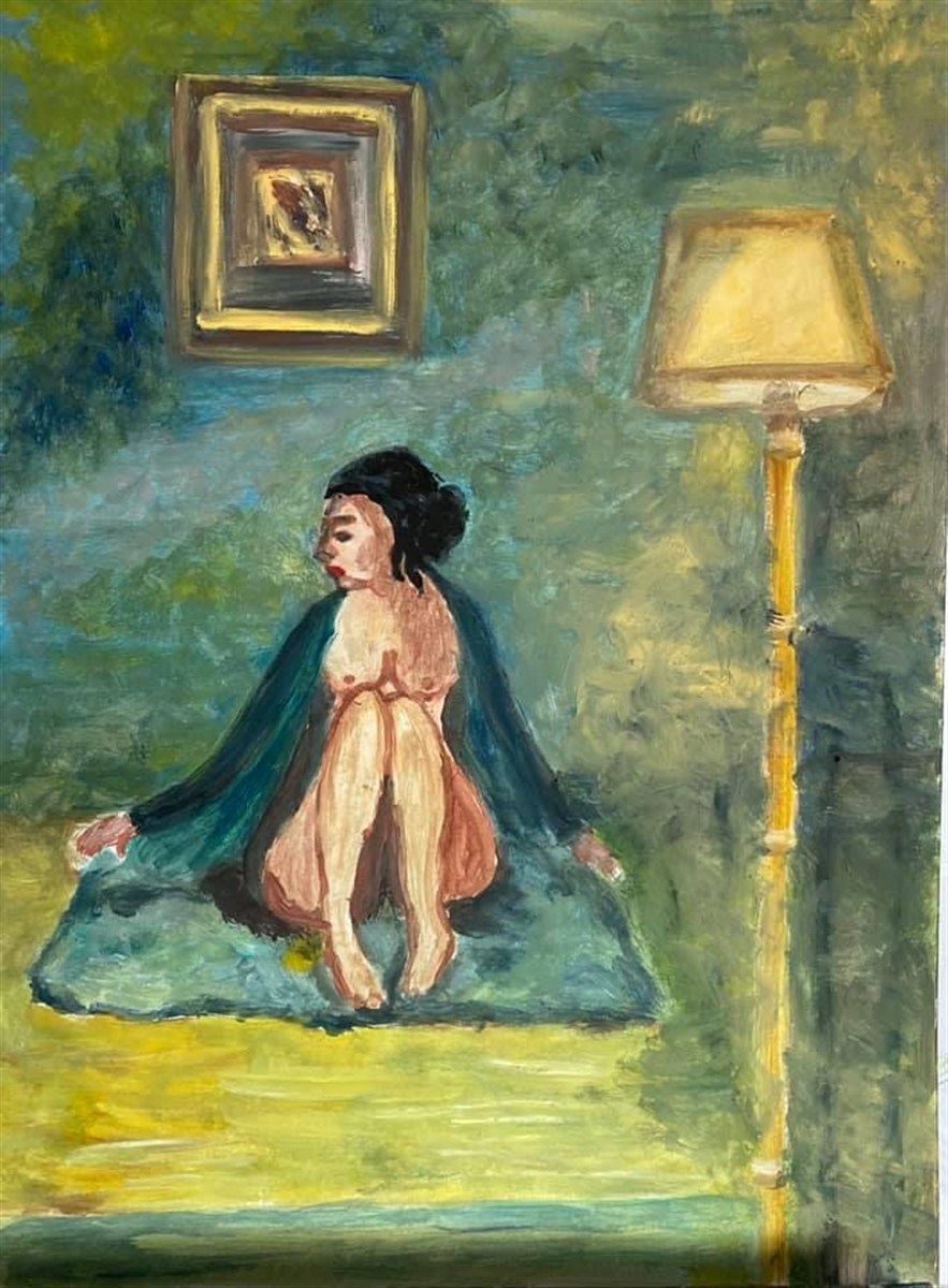 MANTO VERDE — óleo sobre papel, 29x42cm, de Cecília Vilas Boas