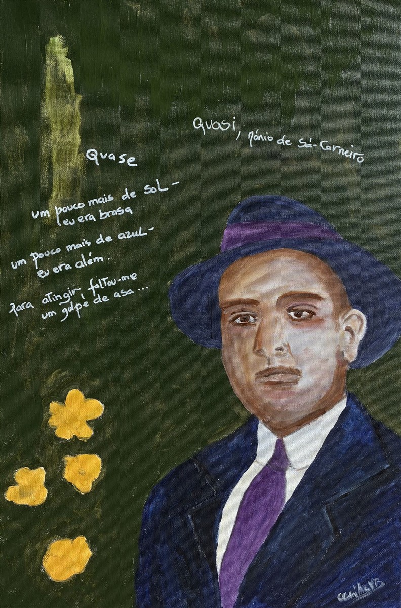 MÁRIO DE SÁ-CARNEIRO — pintura em acrílico sobre tela, 40x50cm, de Cecília Vilas Boas