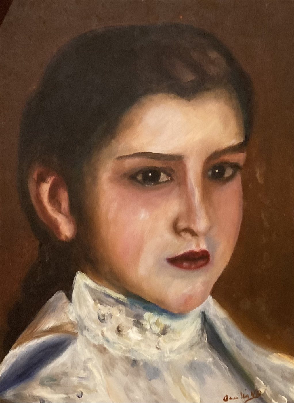 MENINA DE BRANCO — óleo sobre tela, 30x40cm, de Cecília Vilas Boas
