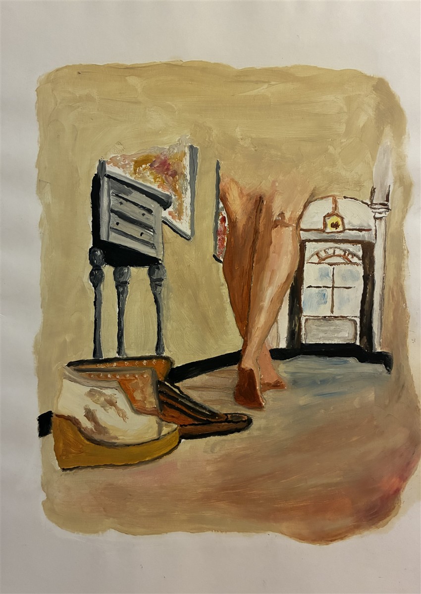 O CORREDOR — óleo sobre tela, 15x21cm, de Cecília Vilas Boas