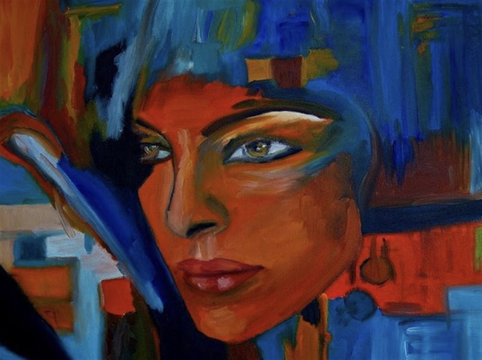 OLHAR COBALTO — óleo sobre tela, 70x50cm, de Cecília Vilas Boas