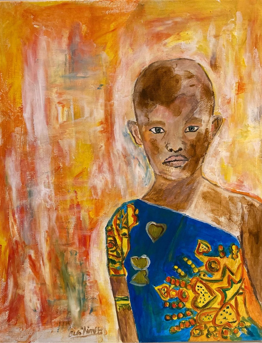 OLHAR DE ÁFRICA — pintura em acrílico sobre tela, 40x50cm, de Cecília Vilas Boas
