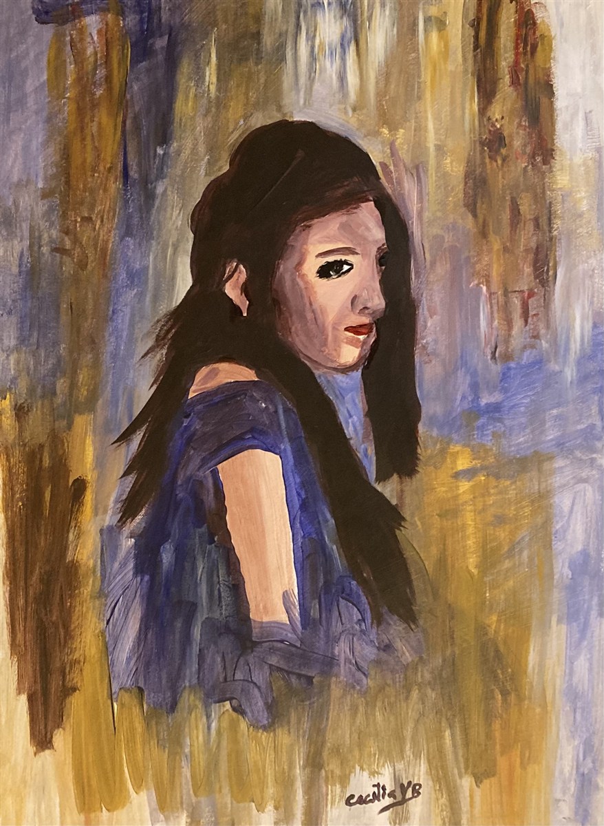 SIDEWAYS GLANCE — óleo sobre papel, 42x59cm, de Cecília Vilas Boas