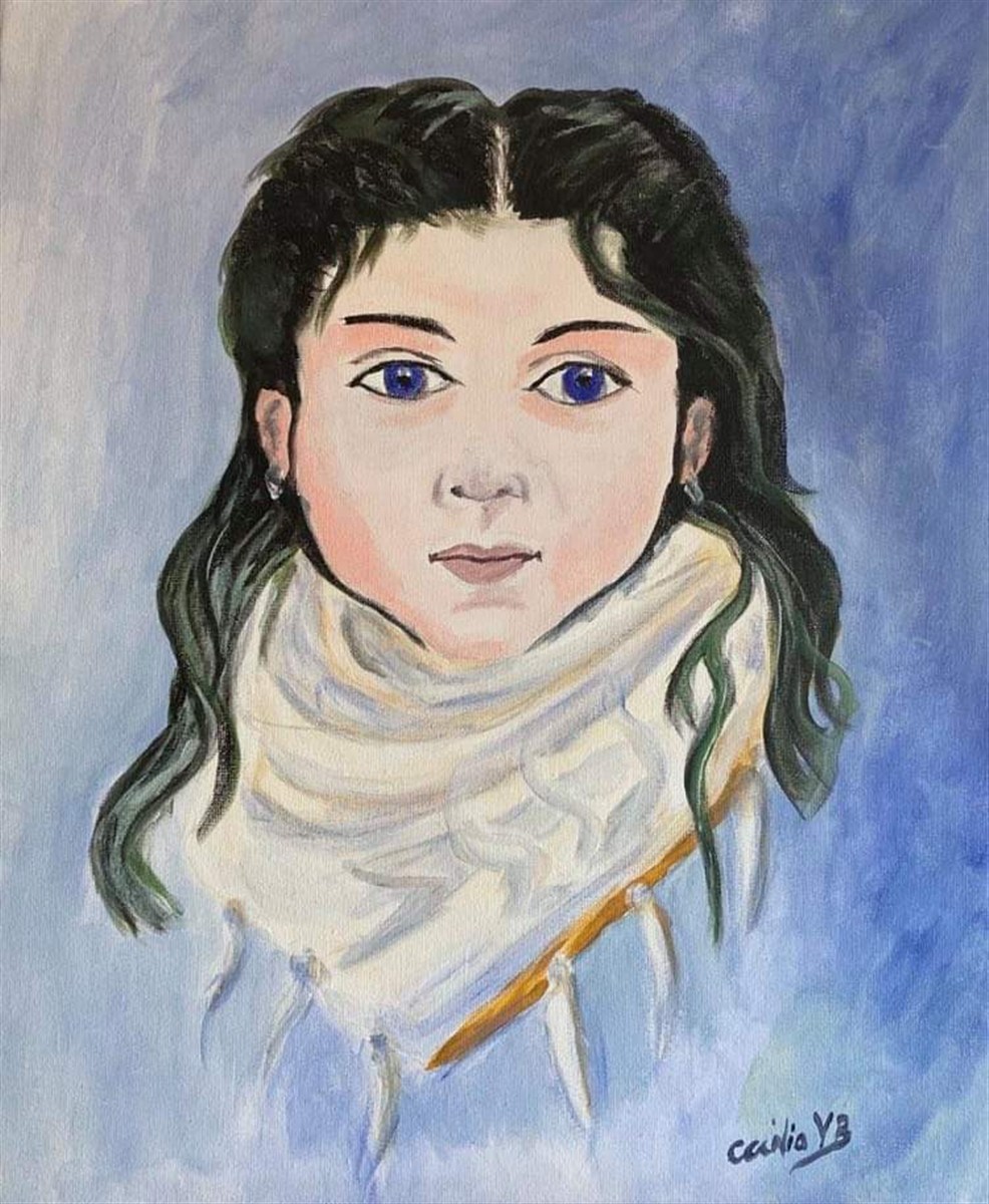 OLHAR DE SAFIRA — acrílico sobre tela, 30x40cm, de Cecília Vilas Boas
