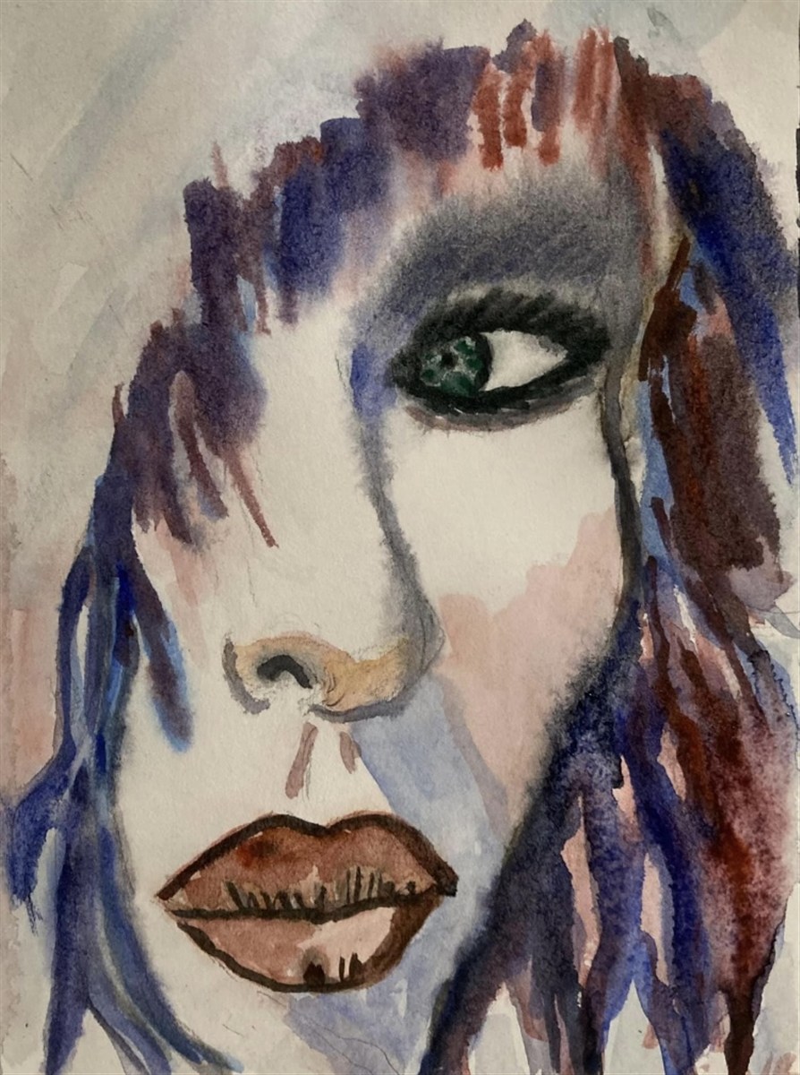 GREEN GAZE — aguarela sobre papel, 15x21cm, de Cecília Vilas Boas