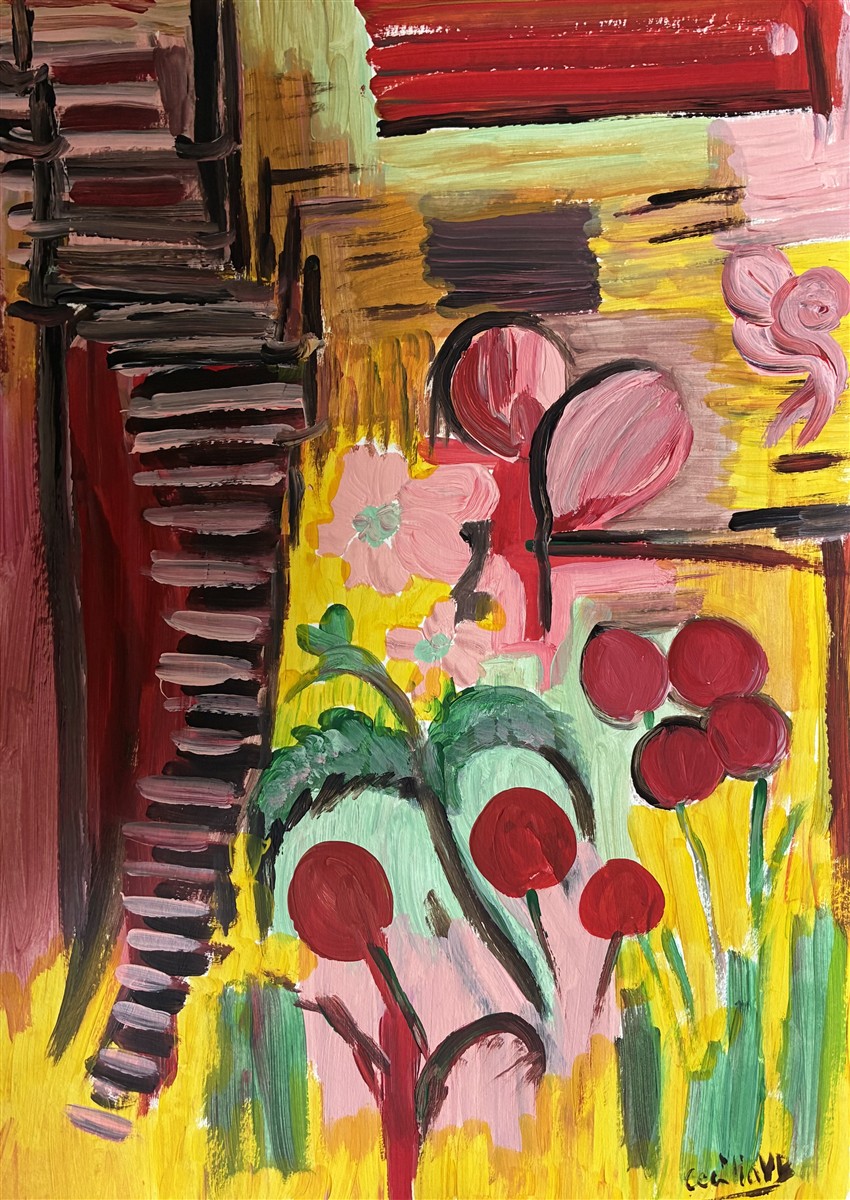 ONDE A LUZ FLORESCE — pintura em acrílico sobre papel, 29x42cm, de Cecília Vilas Boas