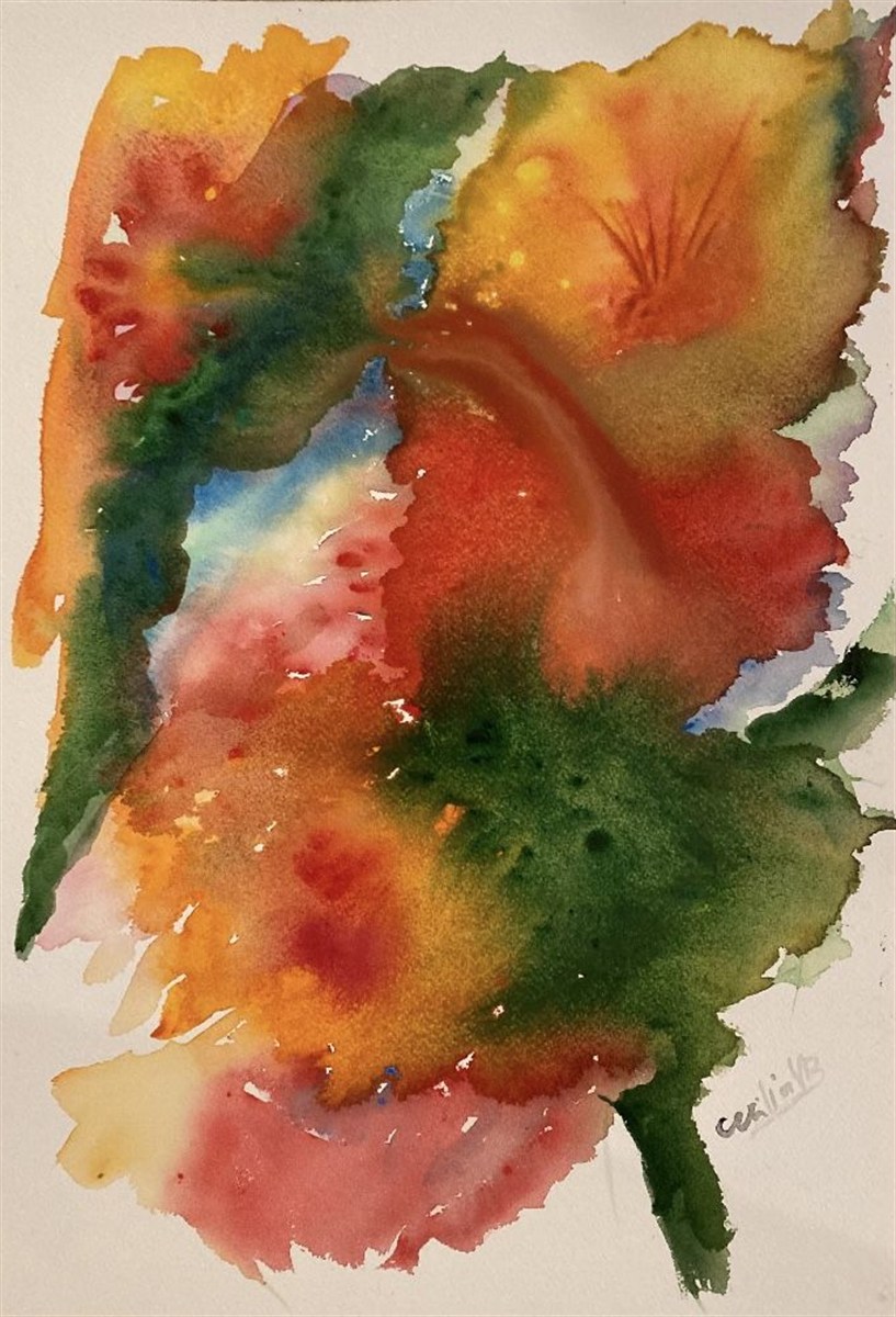 OUTONO EM FLOR — aguarela sobre papel, 29x42cm, de Cecília Vilas Boas