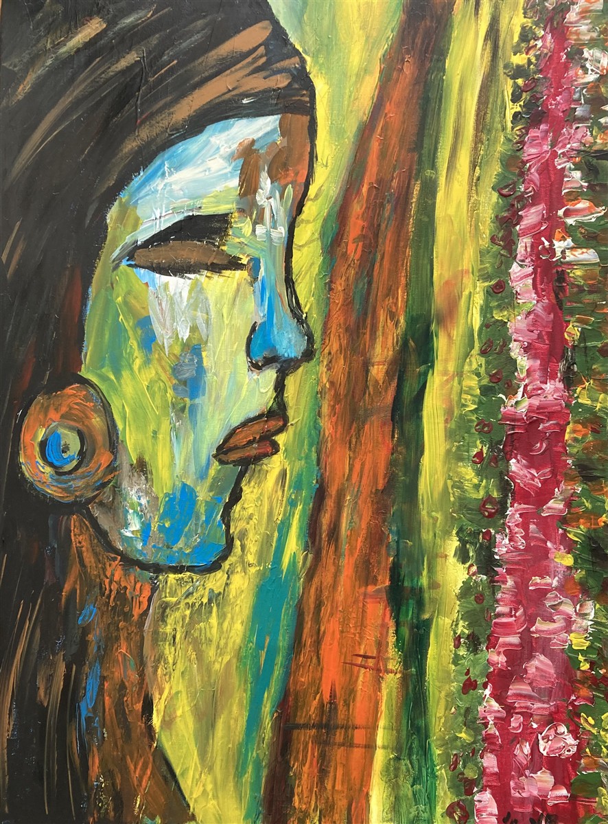 PERFIL VIBRANTE — acrílico sobre tela, 50x70cm, de Cecília Vilas Boas