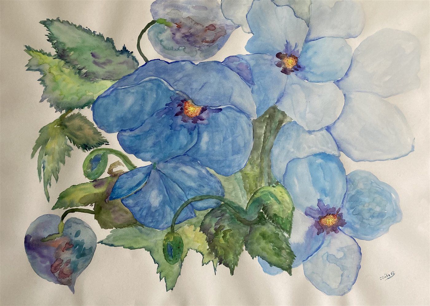 AMORES PERFEITOS AZUIS — aguarela sobre papel, 104x74cm, de Cecília Vilas Boas